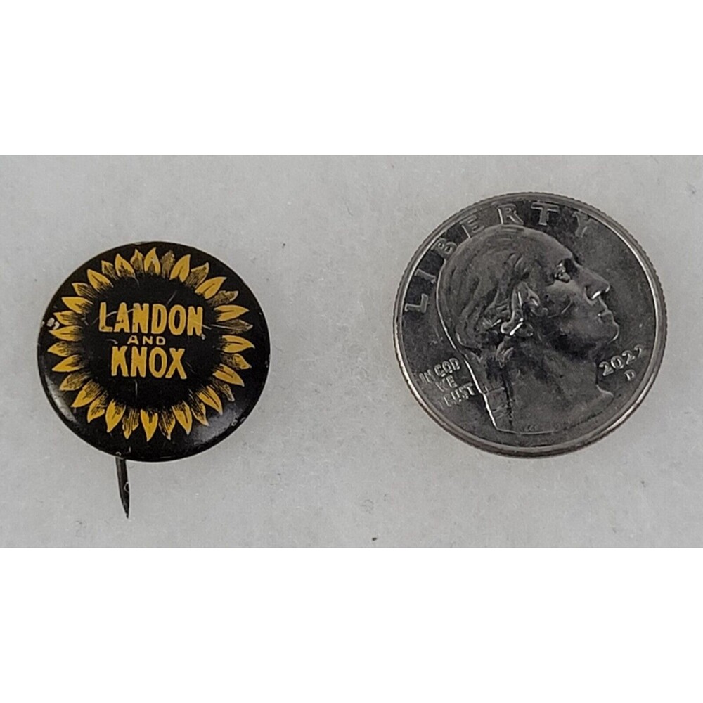 Landon AND Knox 1936 GOP Elephant Sunflower Campaign Pinback Button GREENDUCK CO - Picture 1 of 2